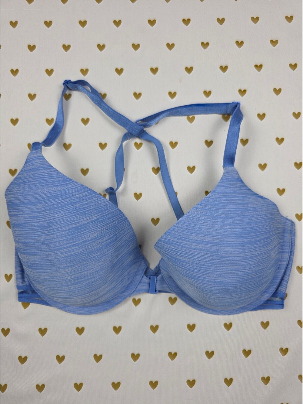 Victorias Secret Blue Front Close Racerback Demi 34D Bralette Bra Top Tank